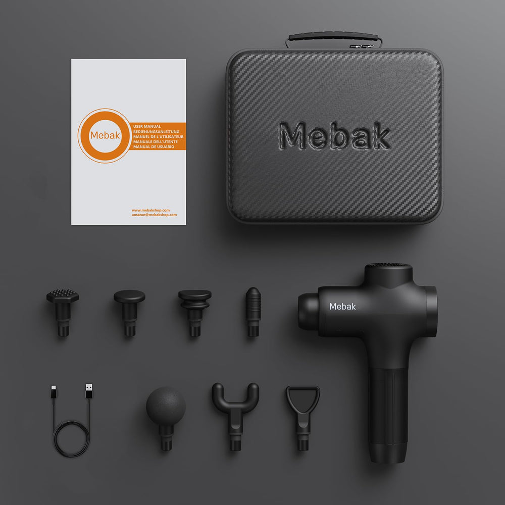 Mebak 3 accesorios dispuestos: siete cabezales y cable de carga