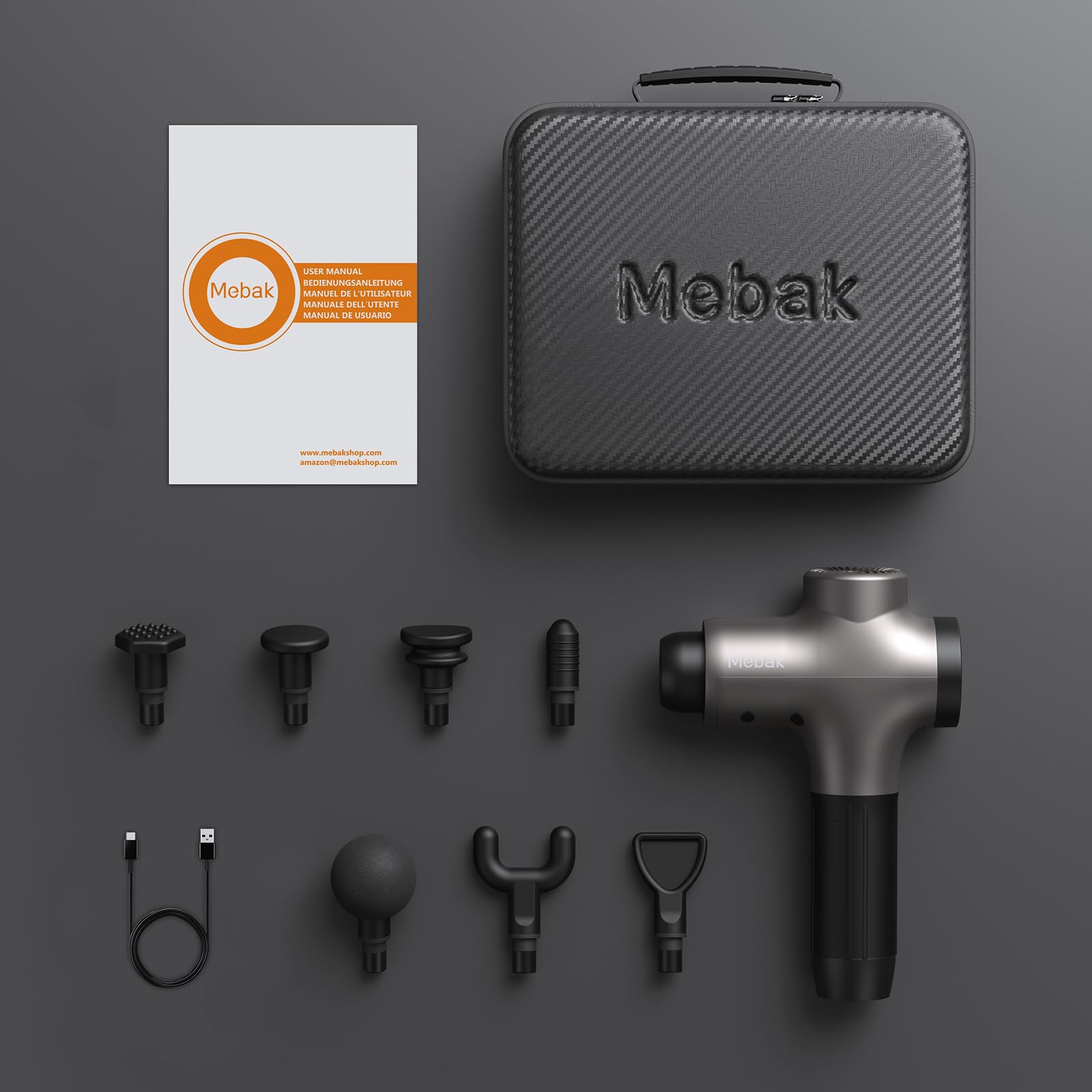 Mebak 3 caja abierta con todos los accesorios incluidos