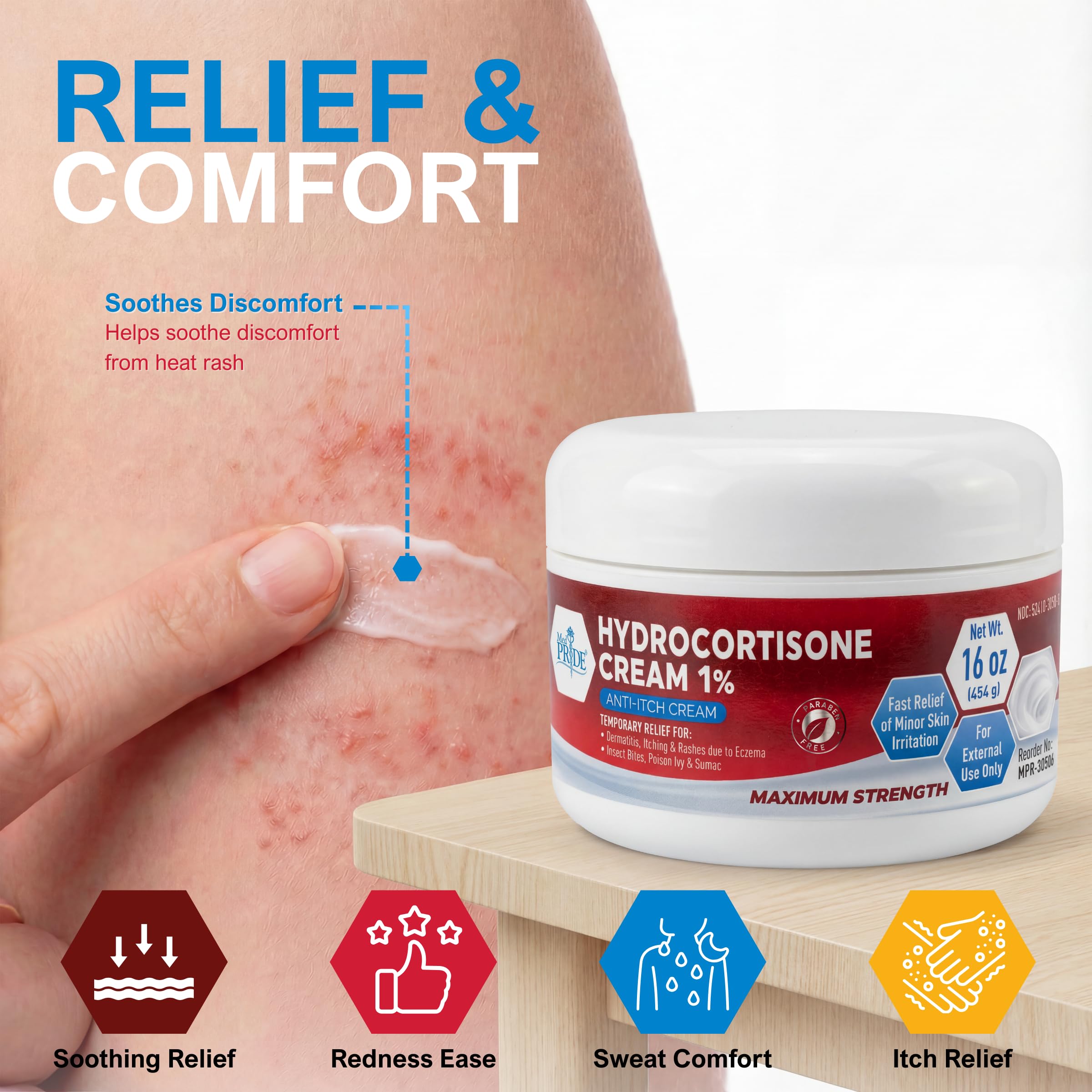MED PRIDE crema aplicada en antebrazo para aliviar picazón rápidamente