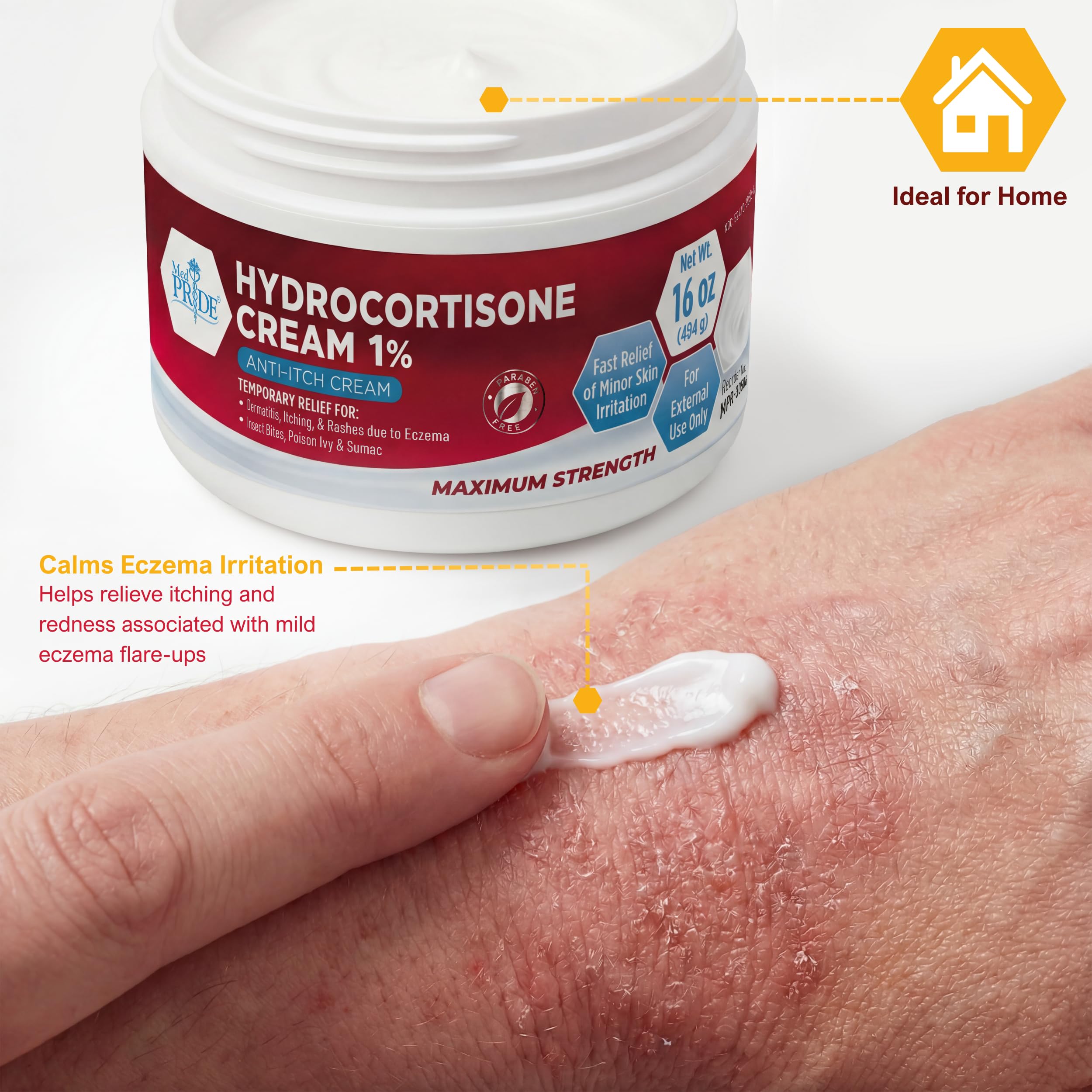 MED PRIDE crema sobre piel irritada mostrando alivio visual