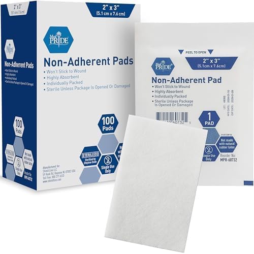 MED PRIDE empaque frontal del pack de 100 almohadillas estériles, protección y cantidad