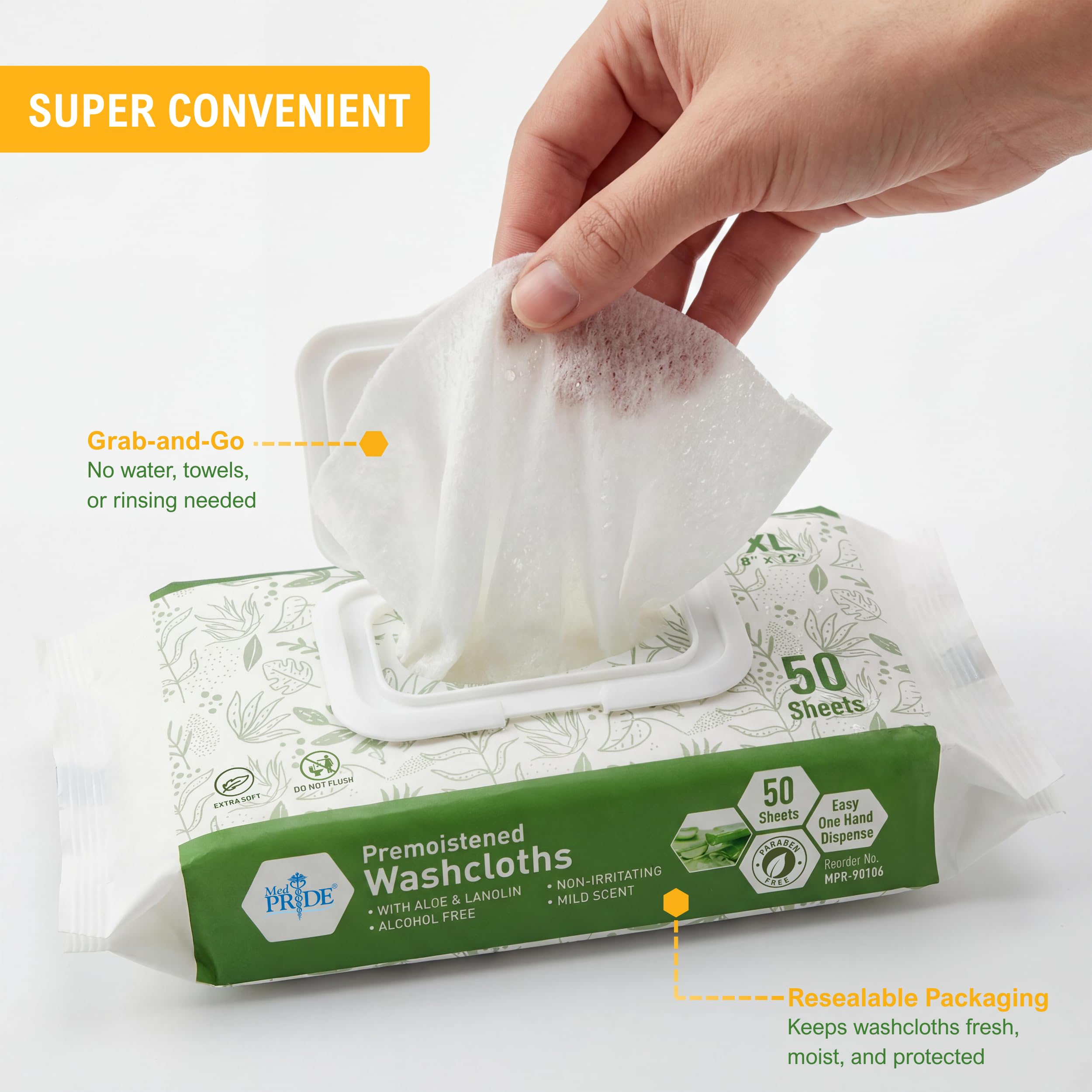 MED PRIDE toallita desplegada mostrando textura suave y absorción