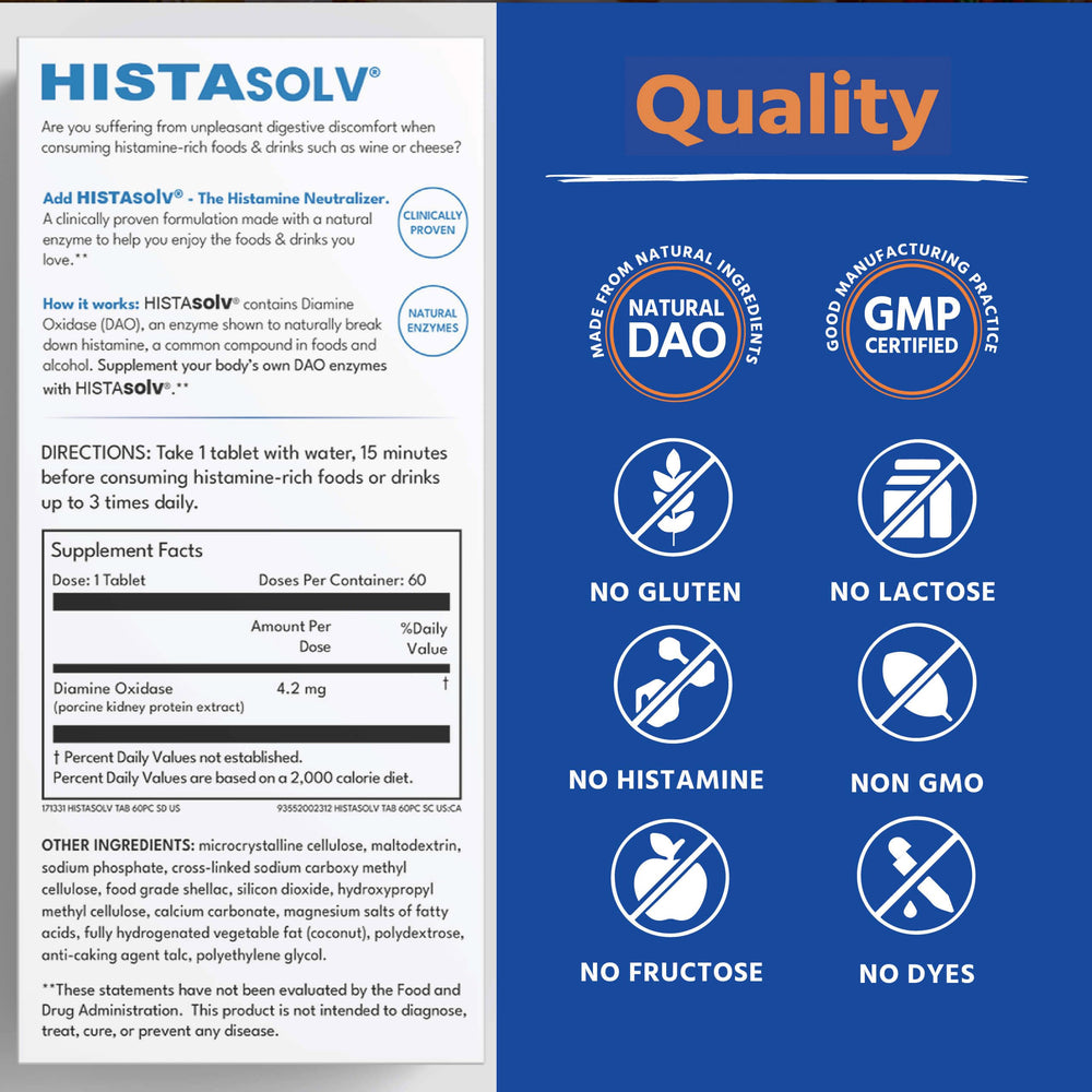 Medagel HISTAsolv usado en comida para disfrutar alimentos ricos en histamina