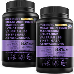 MEDCHOICE frontal del envase mostrando fórmula 12-en-1 y beneficio descanso