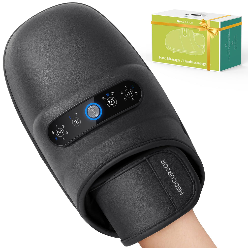 Medcursor vista frontal del masajeador mostrando diseño ergonómico y portabilidad