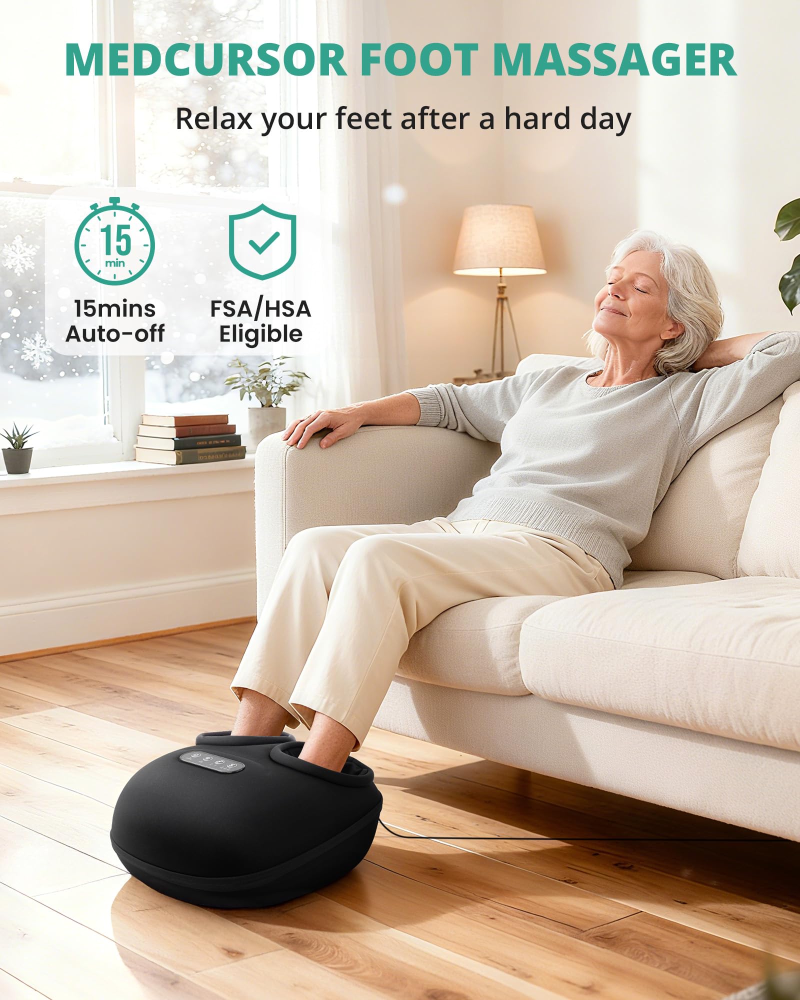 Medcursor vista lateral mostrando cámaras de aire que envuelven el pie para compresión 360°