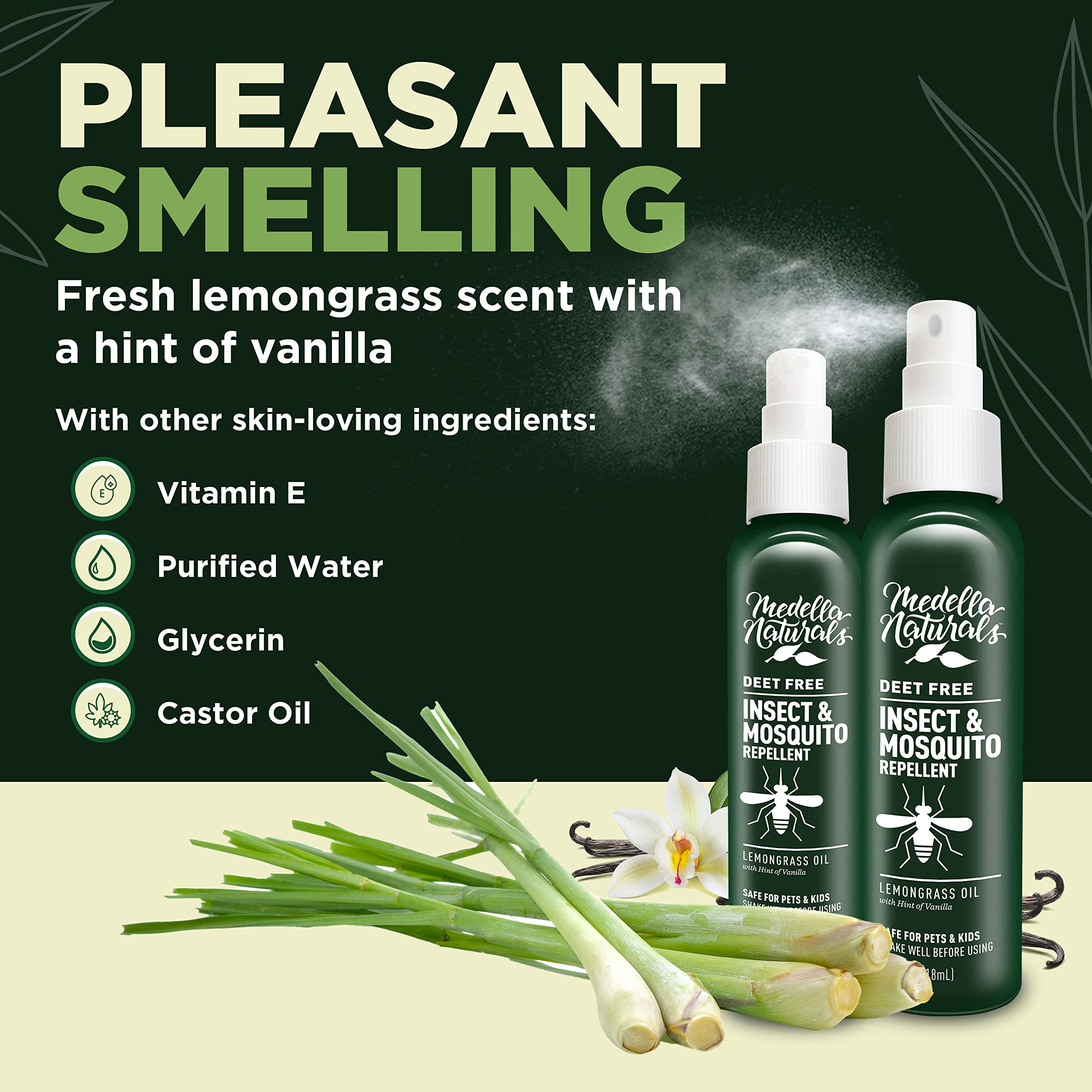 Medella Naturals familia aplicando spray al aire libre, protección cómoda