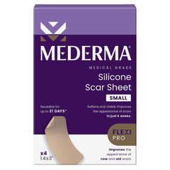 Mederma empaque frontal mostrando cuatro láminas, claridad y confianza