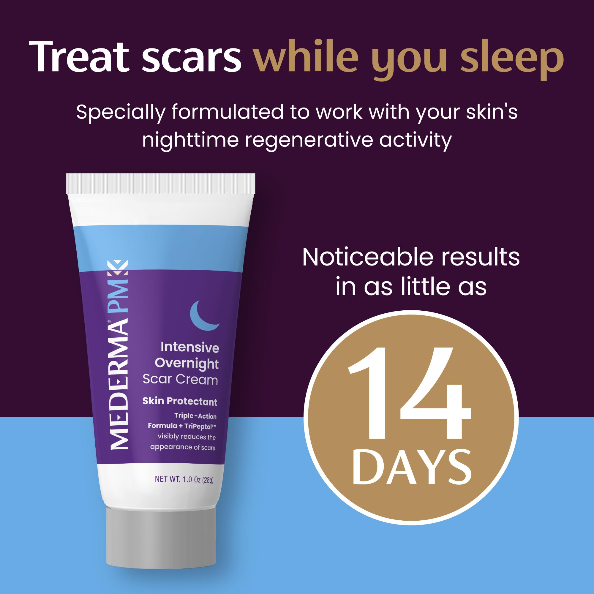 Mederma crema aplicada cerca de una cicatriz, mejora textura