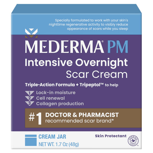 Mederma PM presentación frontal mostrando el envase y beneficio cosmético