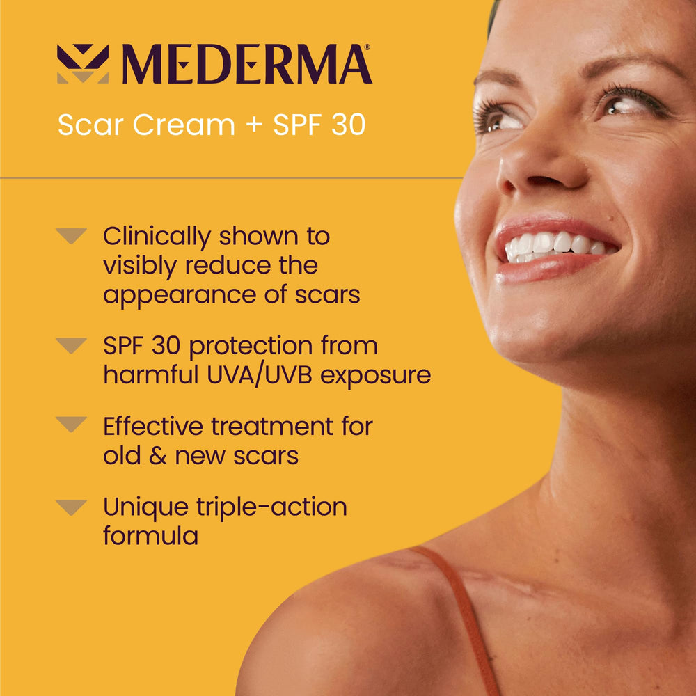 Mederma crema textura en primer plano que demuestra hidratación y absorción