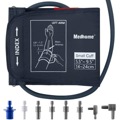 Medhome brazalete frontal empaquetado mostrando tamaño y compatibilidad