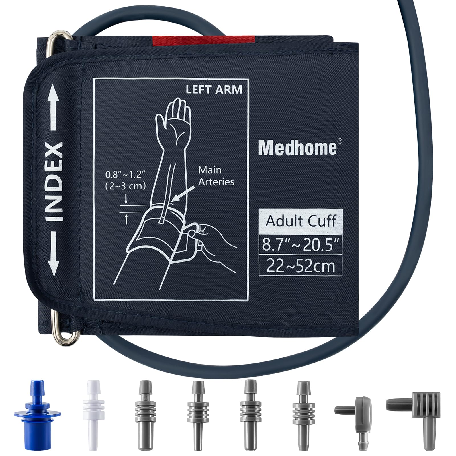 Medhome manguito frontal mostrando tamaño extra y ajuste cómodo