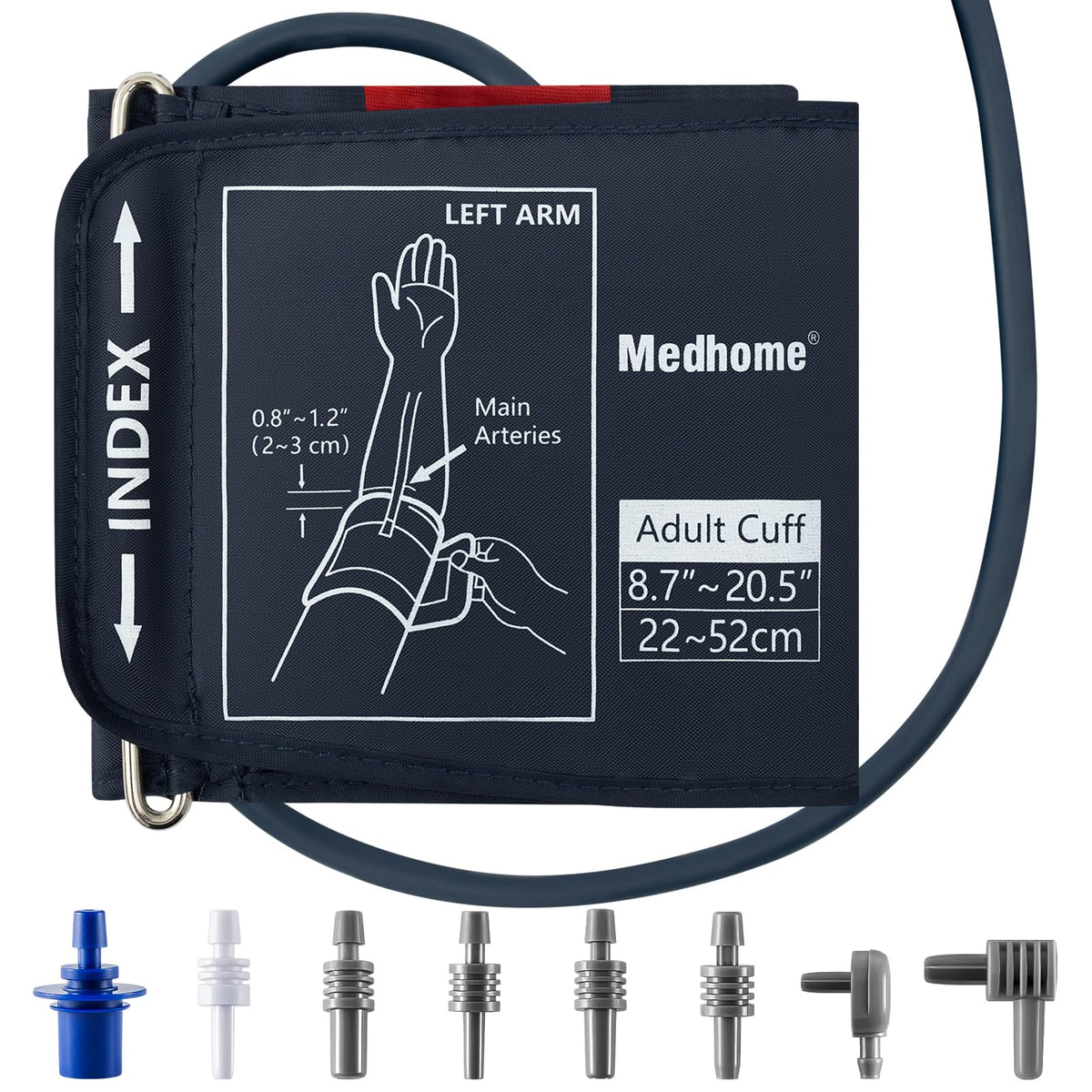 Medhome manguito frontal mostrando tamaño extra y ajuste cómodo