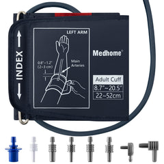 Medhome manguito frontal mostrando tamaño extra y ajuste cómodo