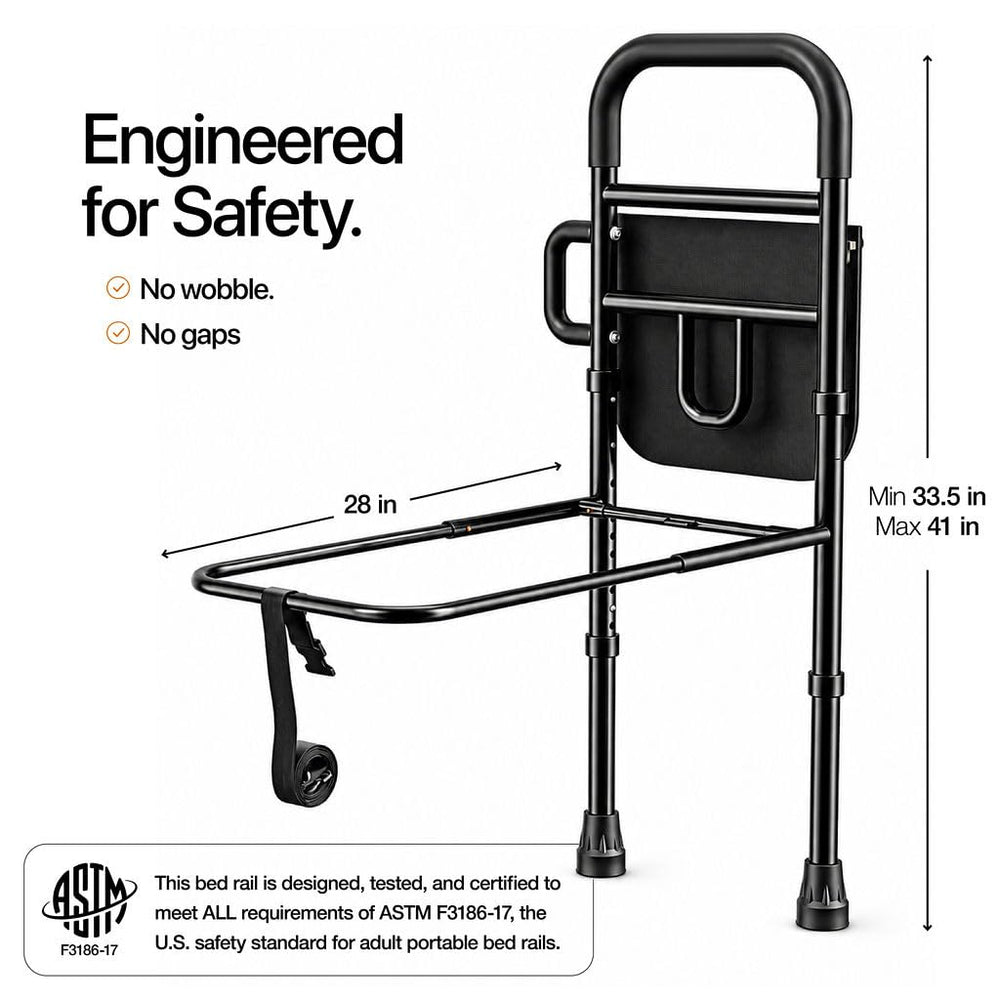 Medical king soporte al suelo mostrando estabilidad adicional para la cama