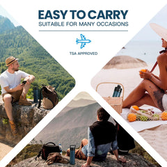 Medineed estuche en uso durante viaje mostrando portabilidad y seguridad