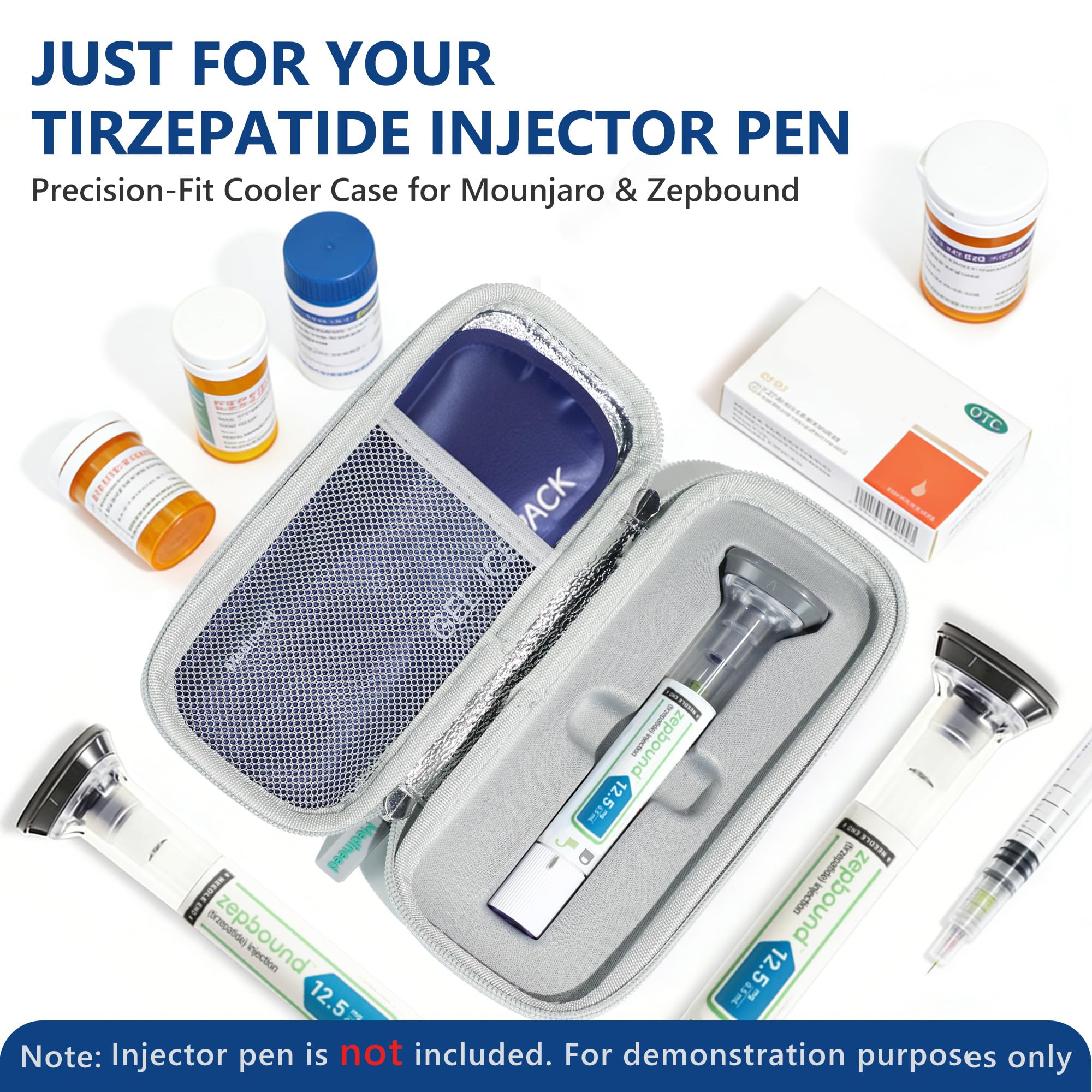Medineed interior moldeado para dos Zepbound pens y protección