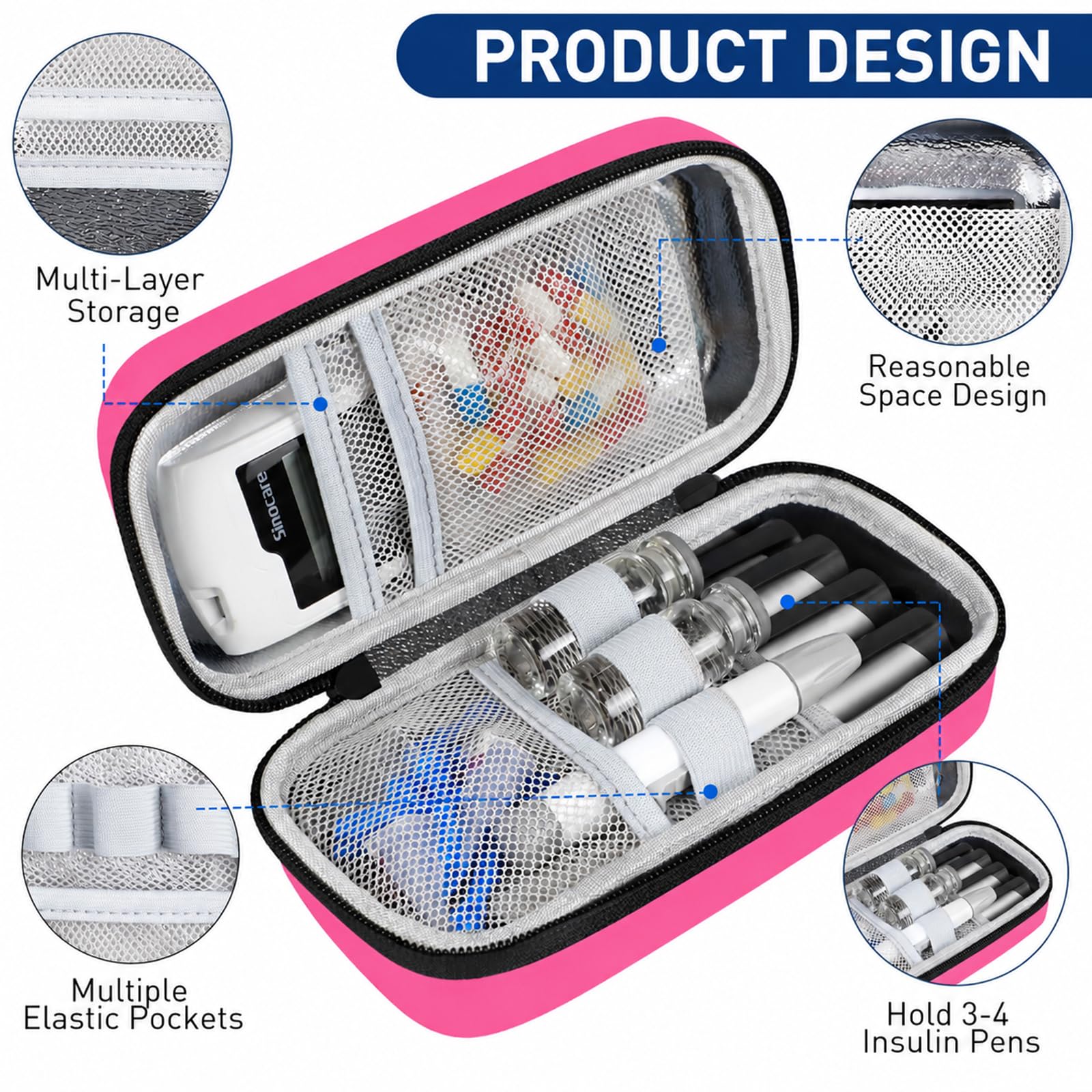 Medineed interior con bolsillos elásticos para organizar insulina