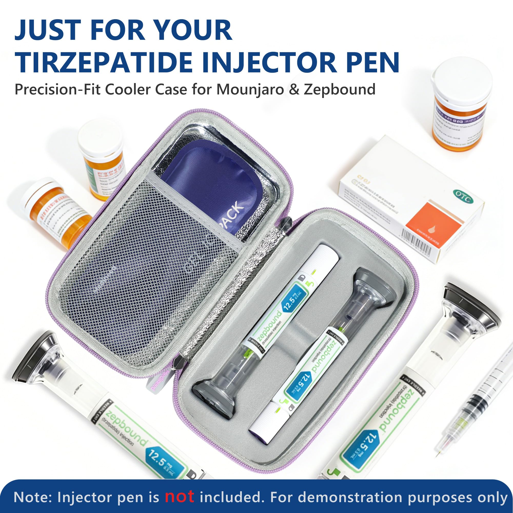 Medineed interior con ranuras moldeadas para 2 Zepbound, sujeción segura
