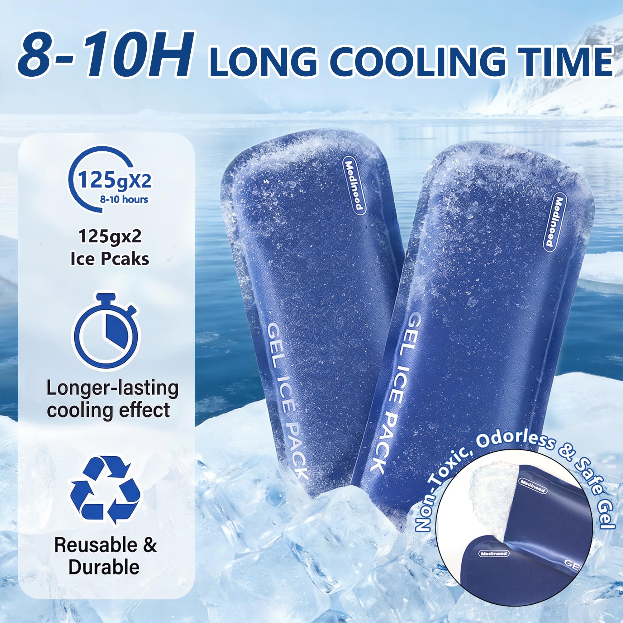 Medineed packs de hielo 125g incluidos que mantienen insulina fría