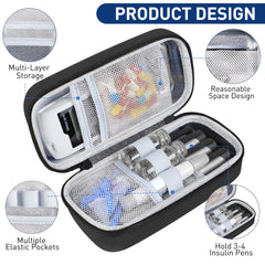 Medineed estuche en mano para comparar tamaño y portabilidad durante viajes