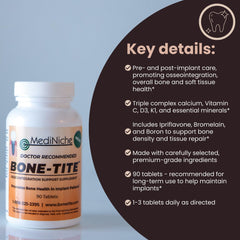 MediNiche Bone-Tite lista de ingredientes clave resaltando vitaminas