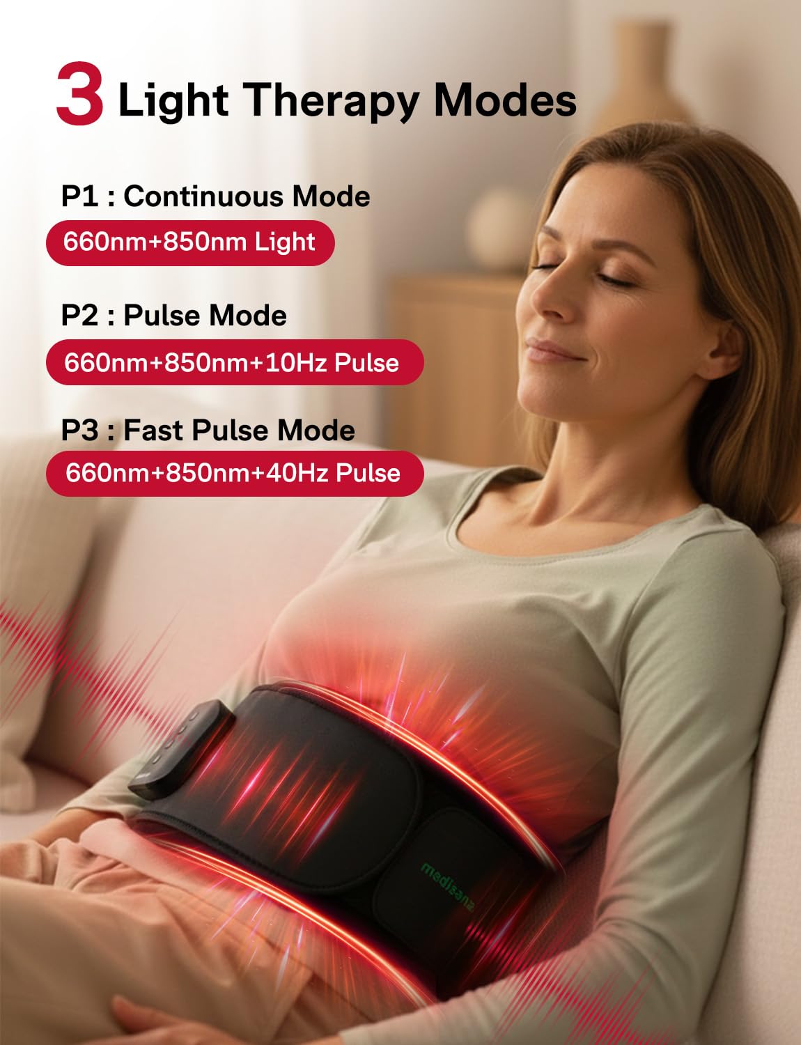 Medisana control con pantalla que muestra modos y batería