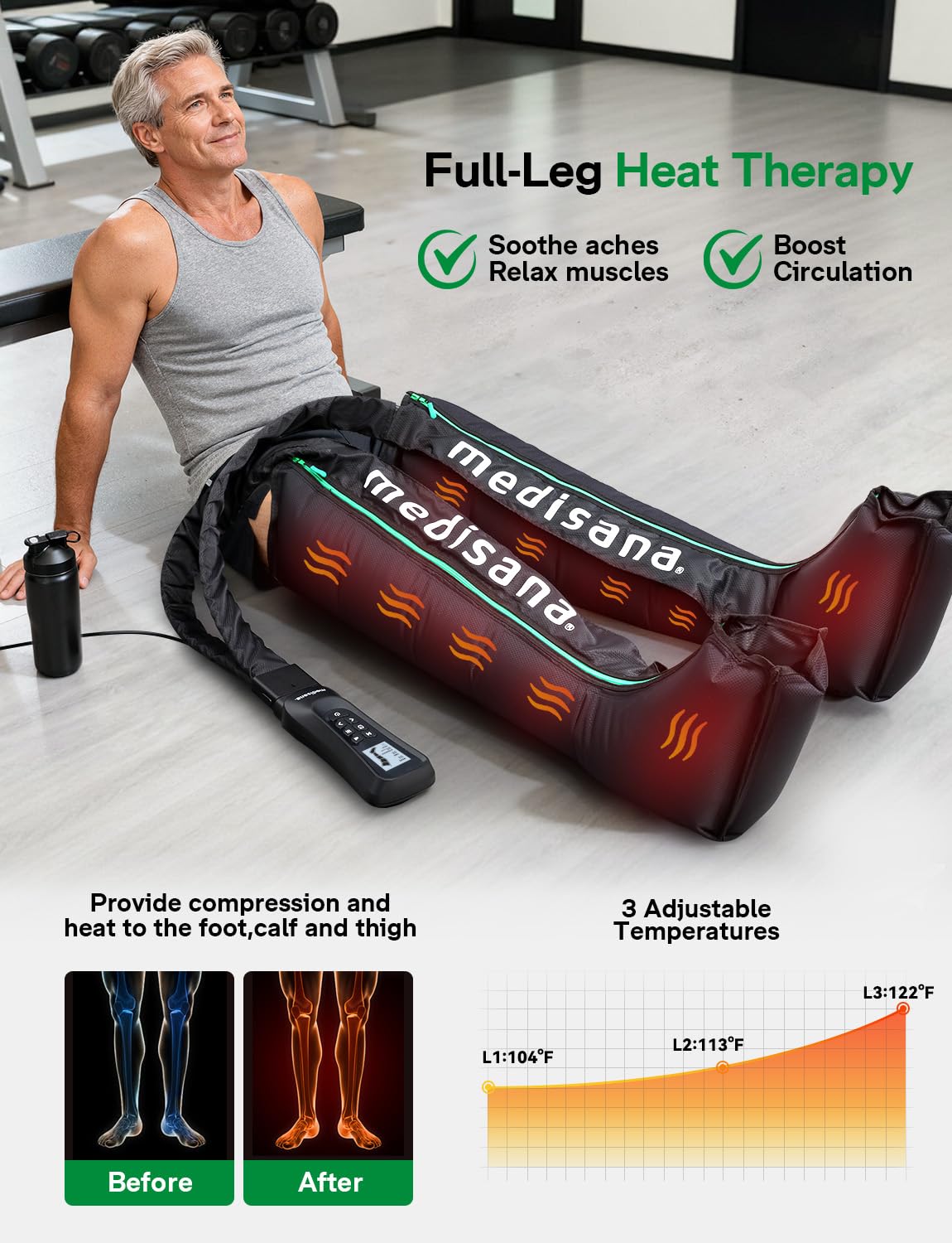 Medisana controlador con pantalla clara para cambiar modos y temperatura