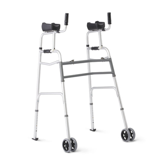 Medline andador frontal mostrando estabilidad y diseño ergonómico