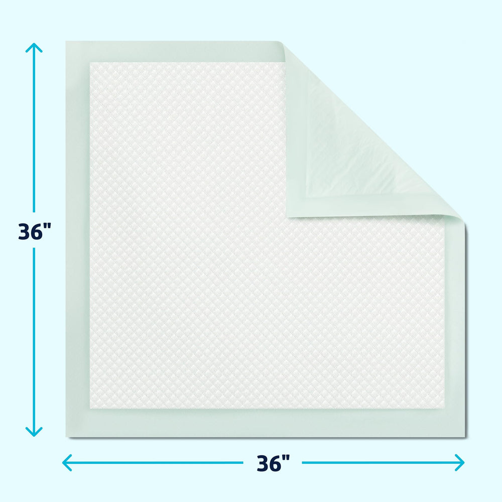 Medline junto a regla que muestra 36x36 pulgadas, tamaño extra grande claro