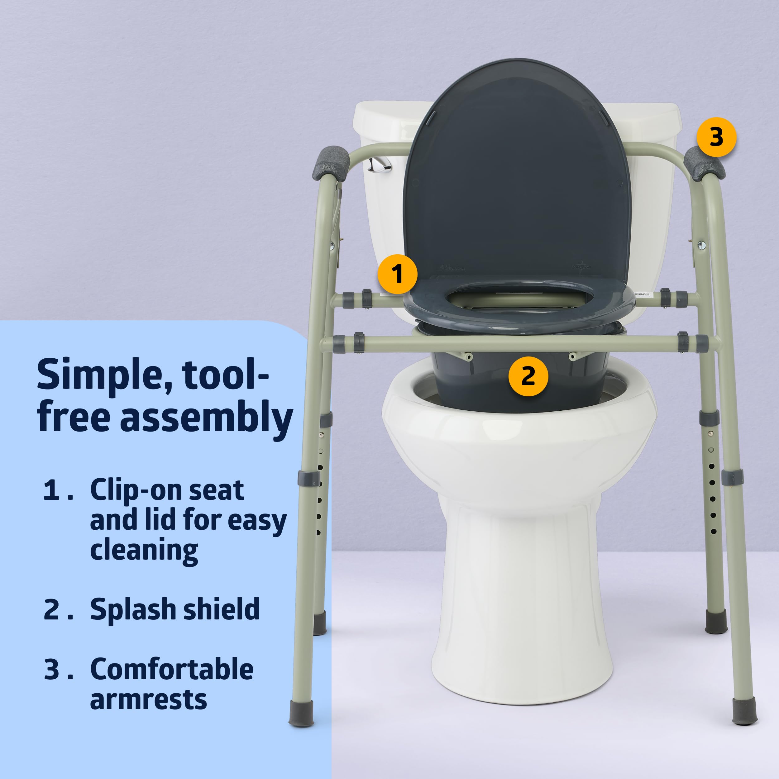 Medline primer plano del asiento con Microban, fácil limpieza