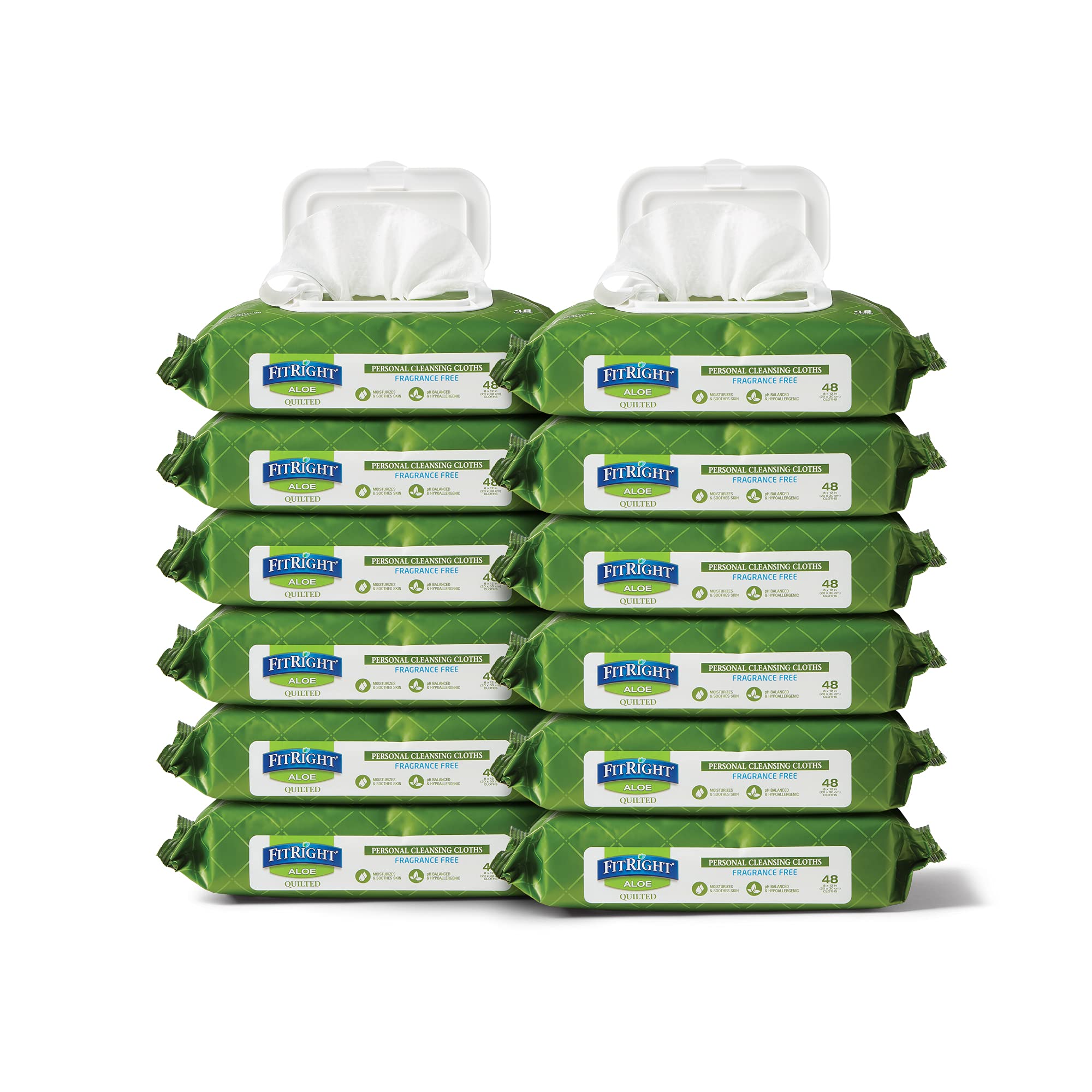 Medline FitRight toallita desplegada 8x12 pulg demostrando tamaño generoso