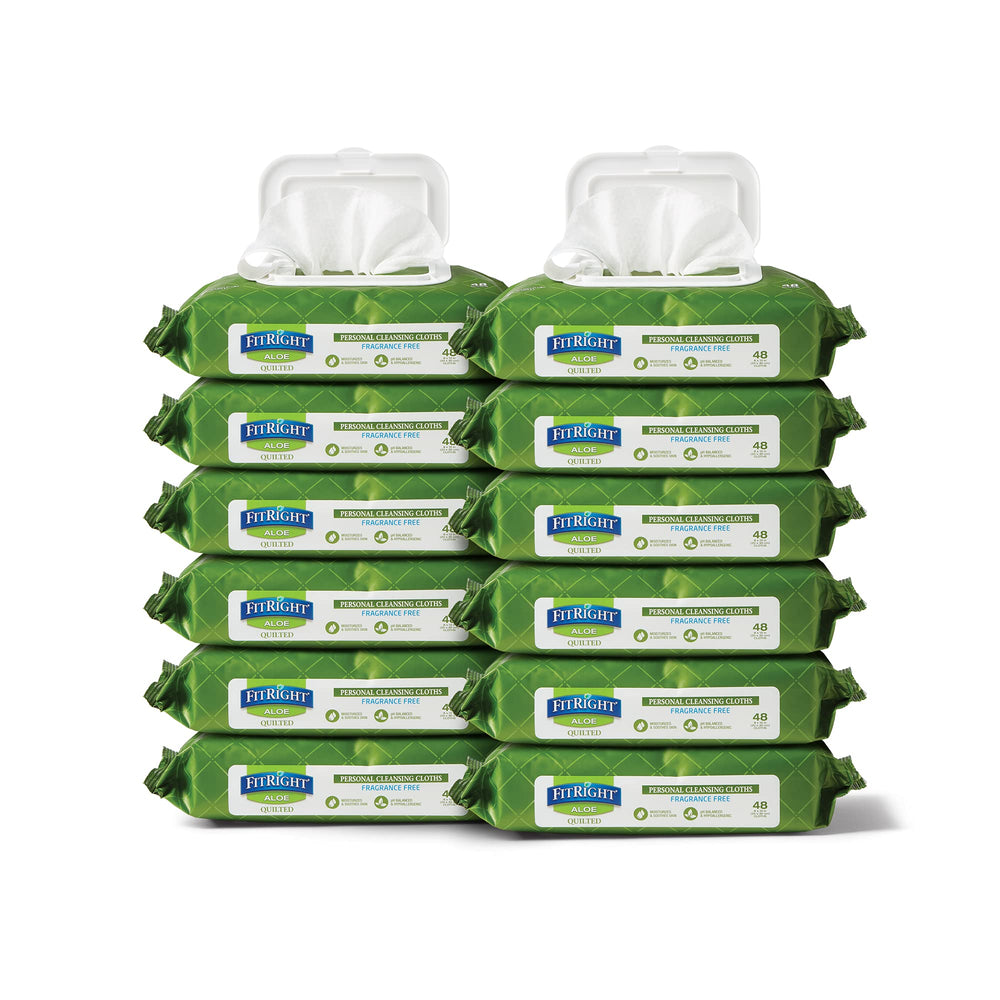 Medline FitRight toallita desplegada 8x12 pulg demostrando tamaño generoso
