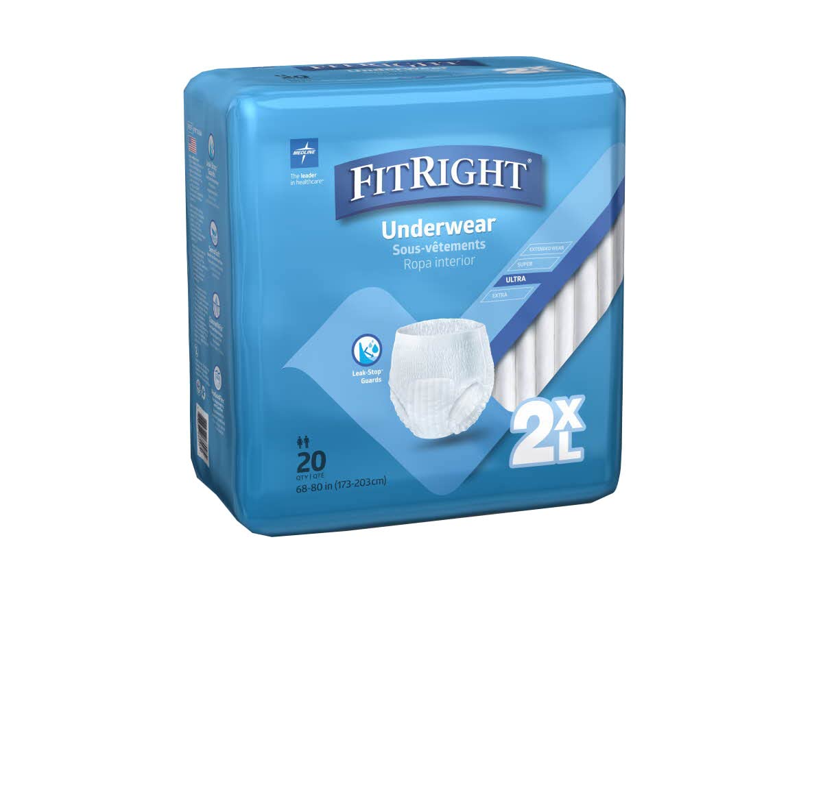 Medline FitRight primer plano del núcleo y tejido sensisoft mostrando absorción rápida