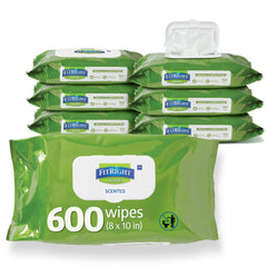 Medline FitRight empaque frontal mostrando 600 toallitas y beneficio de conveniencia