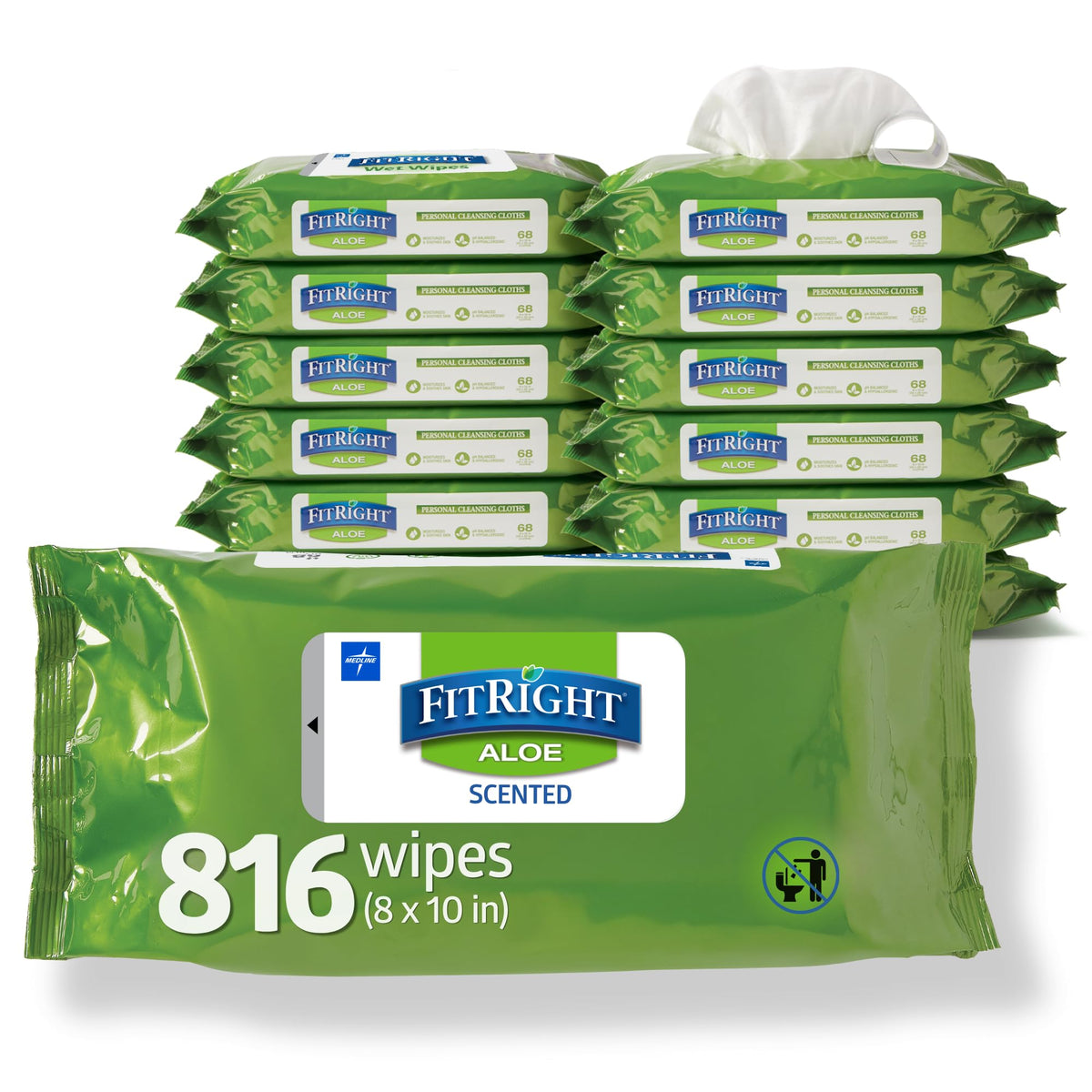 Medline FitRight frontal del paquete, práctico y fácil de almacenar