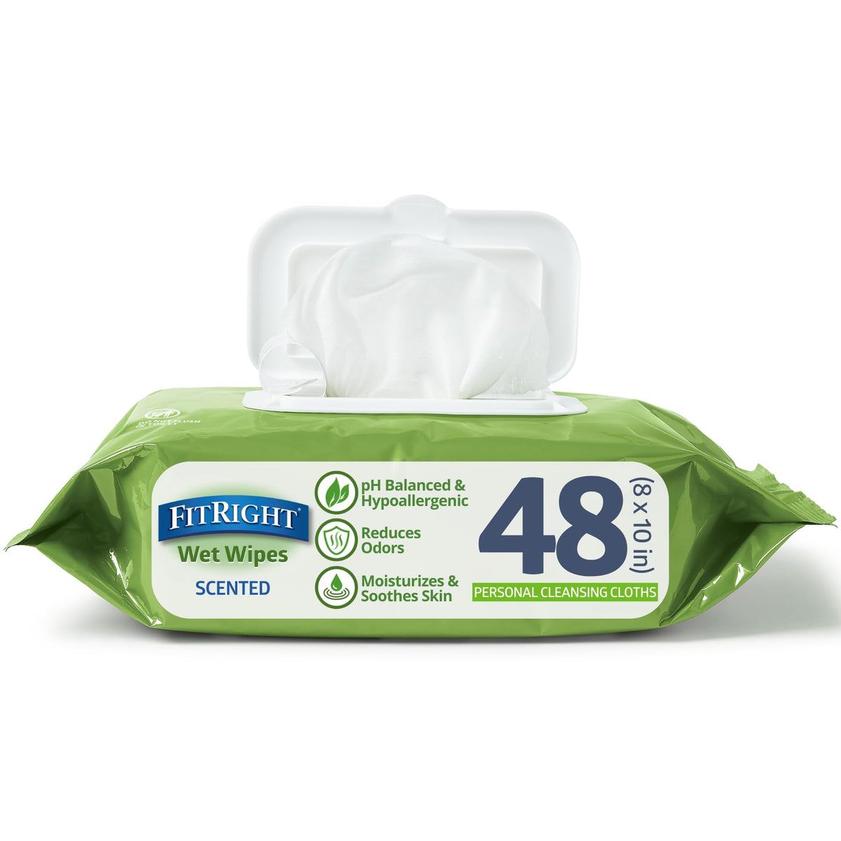 Medline FitRight paquete frontal mostrando la tapa y cantidad para almacenamiento práctico