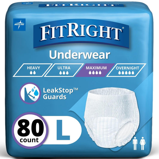 Medline FitRight frente del empaque mostrando 80 unidades y beneficio de ahorro