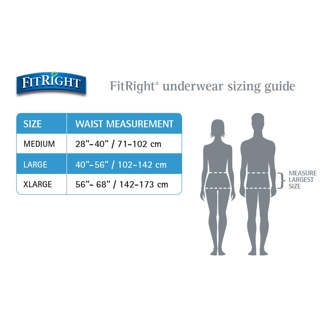 Medline FitRight reverso con la talla impresa para identificación fácil