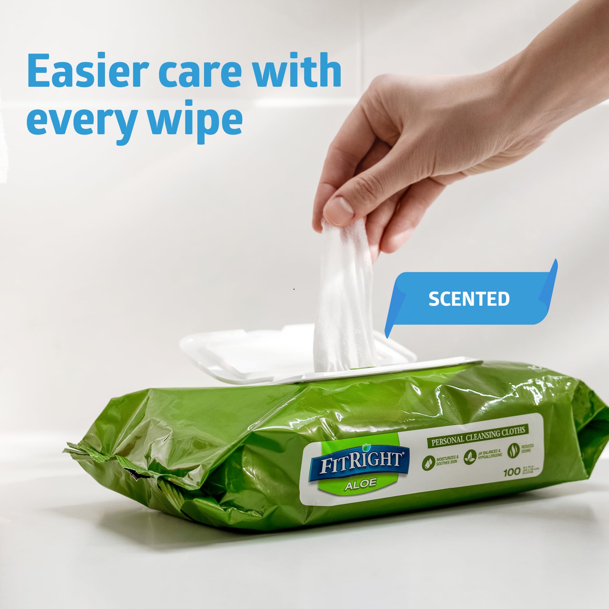Medline FitRight toallita sostenida en mano para uso cómodo y controlado