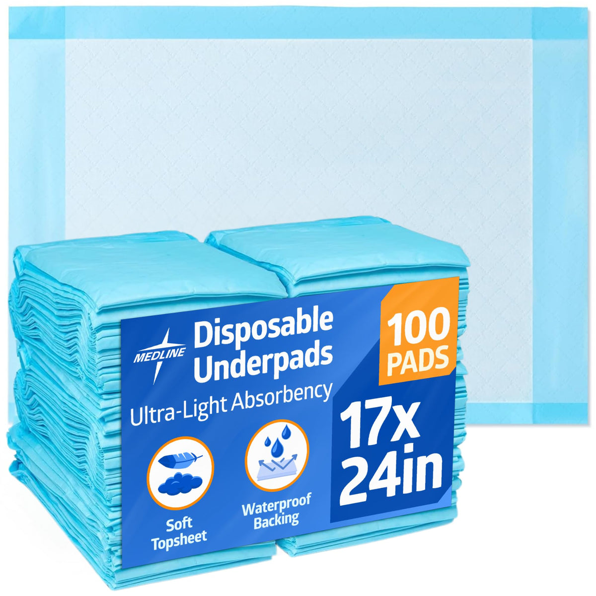 Medline paquete frontal de 100 unidades protegiendo superficies
