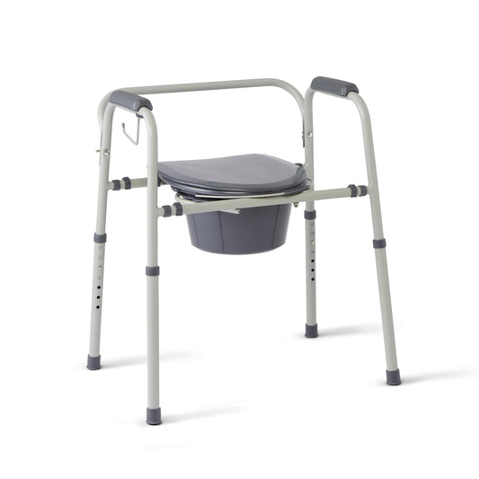 Medline vista frontal de la commode de acero, estable y portátil