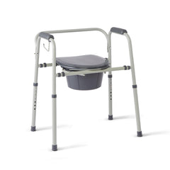 Medline vista frontal de la commode de acero, estable y portátil