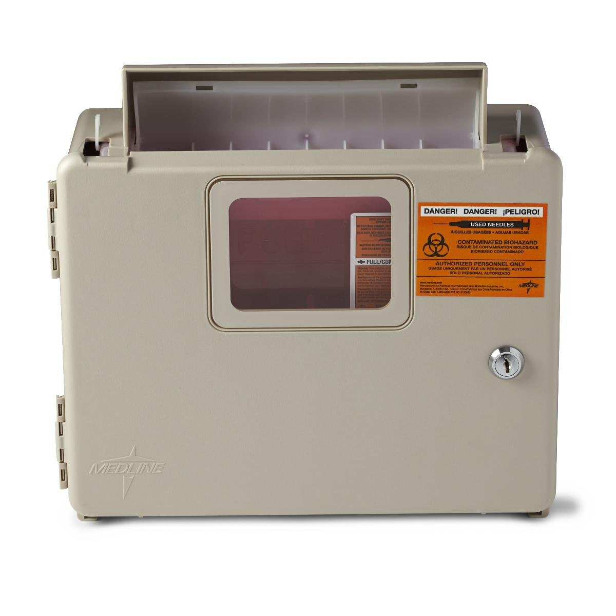 Medline gabinete frontal cerrado mostrando seguridad y ahorro de espacio