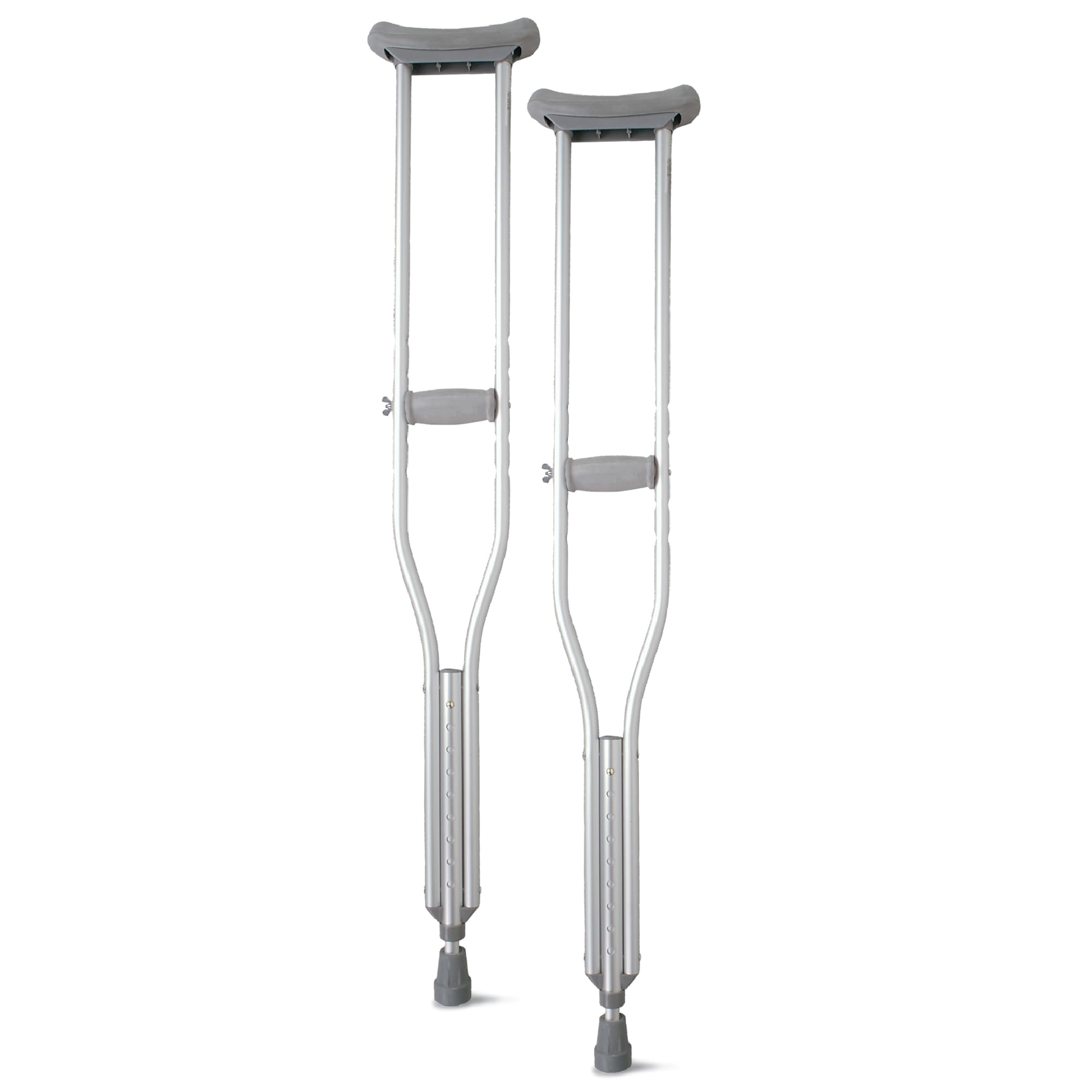 Medline muletas frontal mostrando estructura ligera y soporte robusto