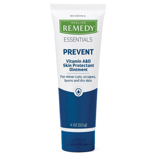 Medline pomada en tubo frontal mostrando etiqueta clara y tamaño de 4 oz, protección resistente