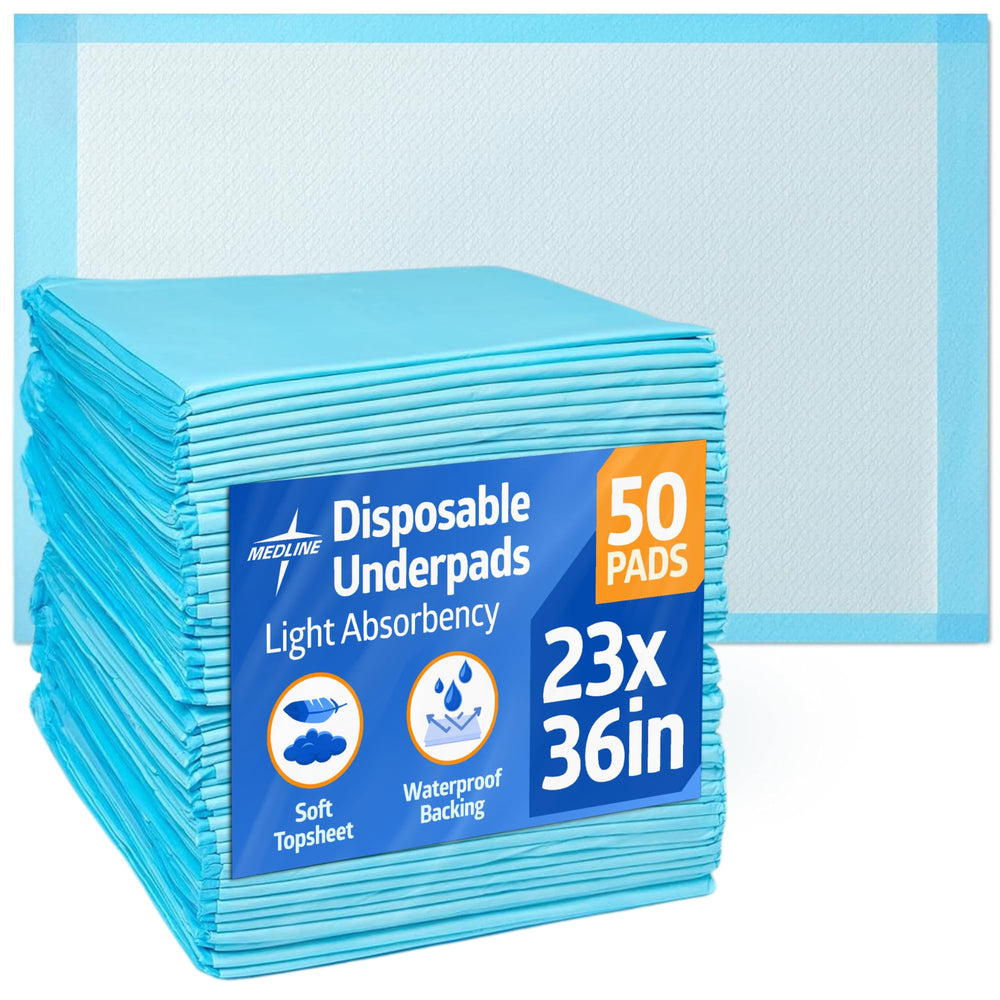 Medline frente del paquete de 50 unidades mostrando la marca y tamaño, protección instantánea
