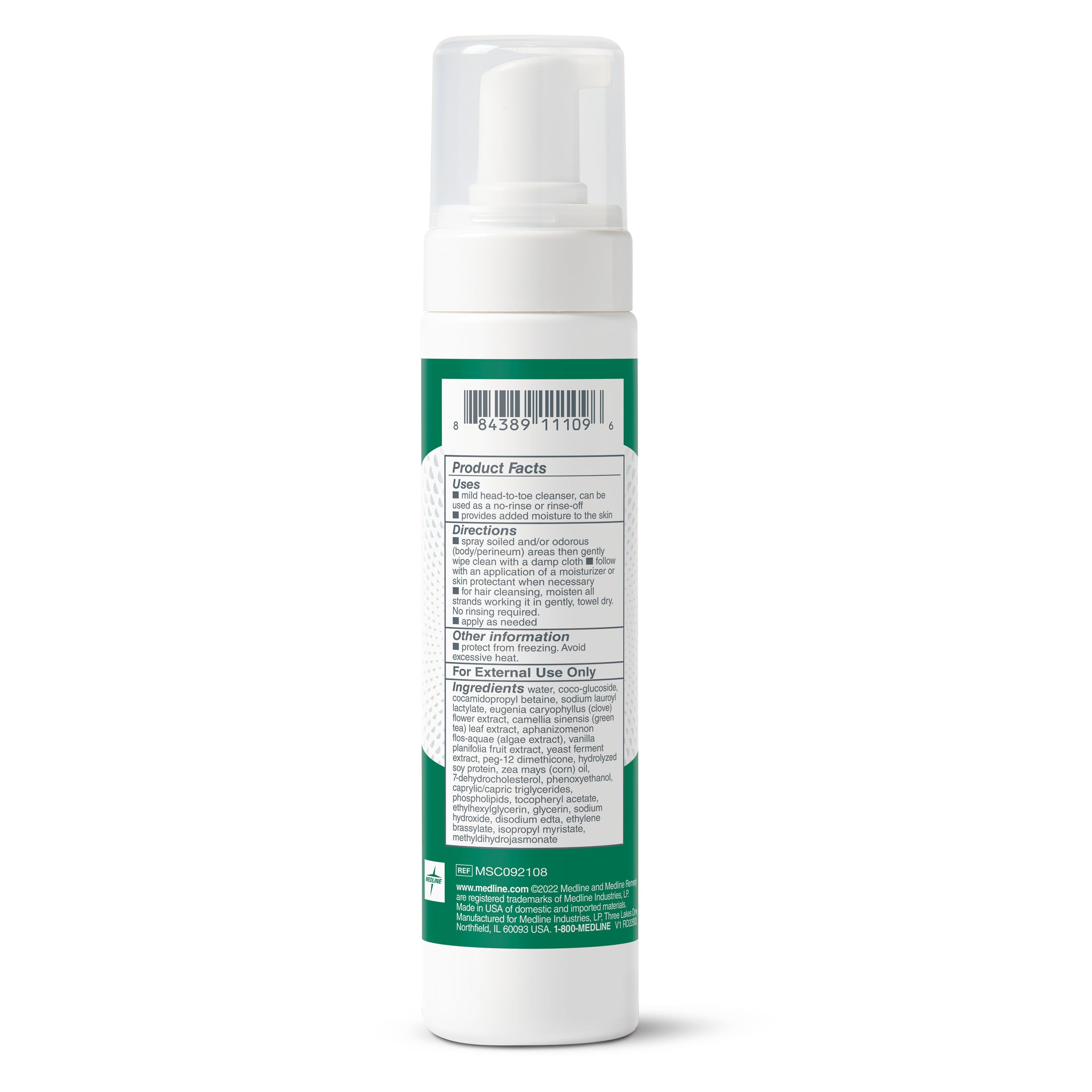Medline Remedy botella en mano para comparar tamaño y transporte fácil