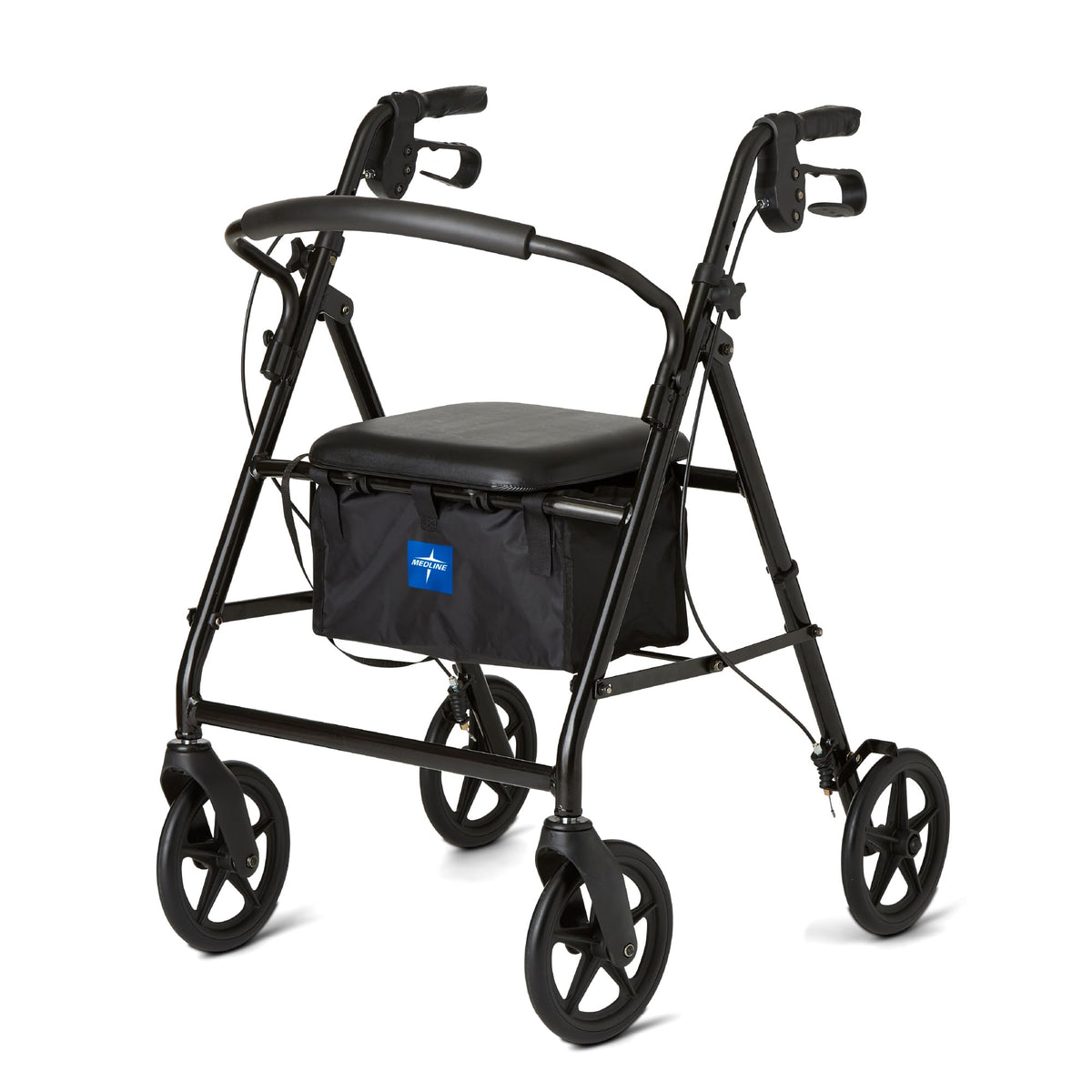 Medline vista frontal del rollator borgoña para soporte estable